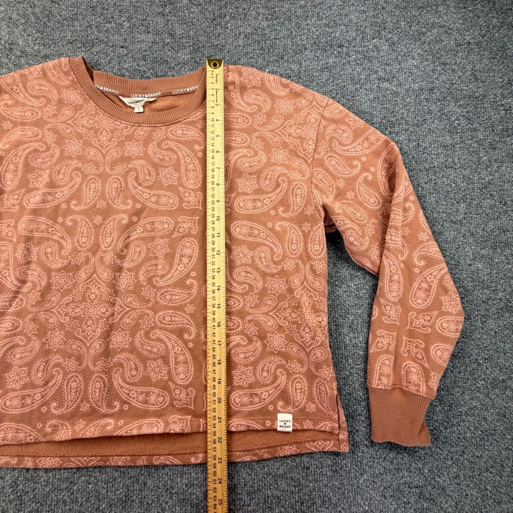 Lucky Brand Womens Paisley Crewneck Sweatshirt Terracotta Pink Large Relaxed Fit - Picture 5 of 9